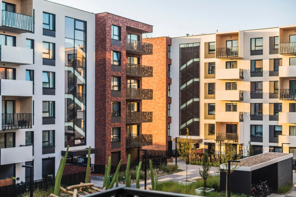 Apartment buildings in a residential complex