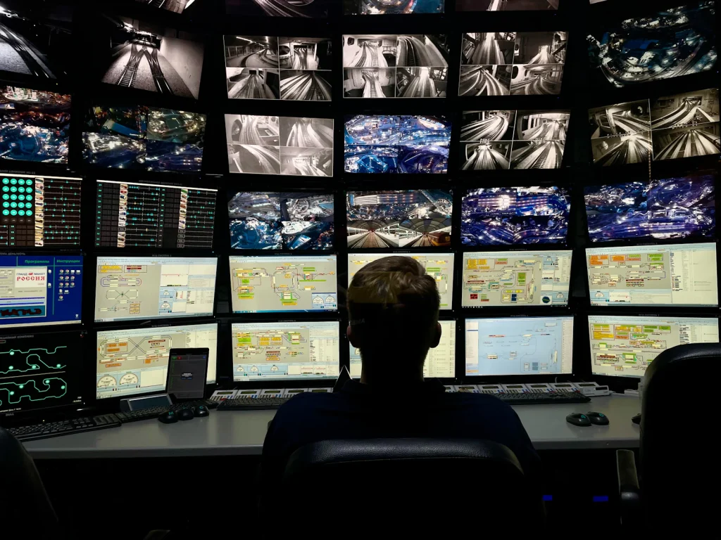 24/7 security control room with CCTV video wall