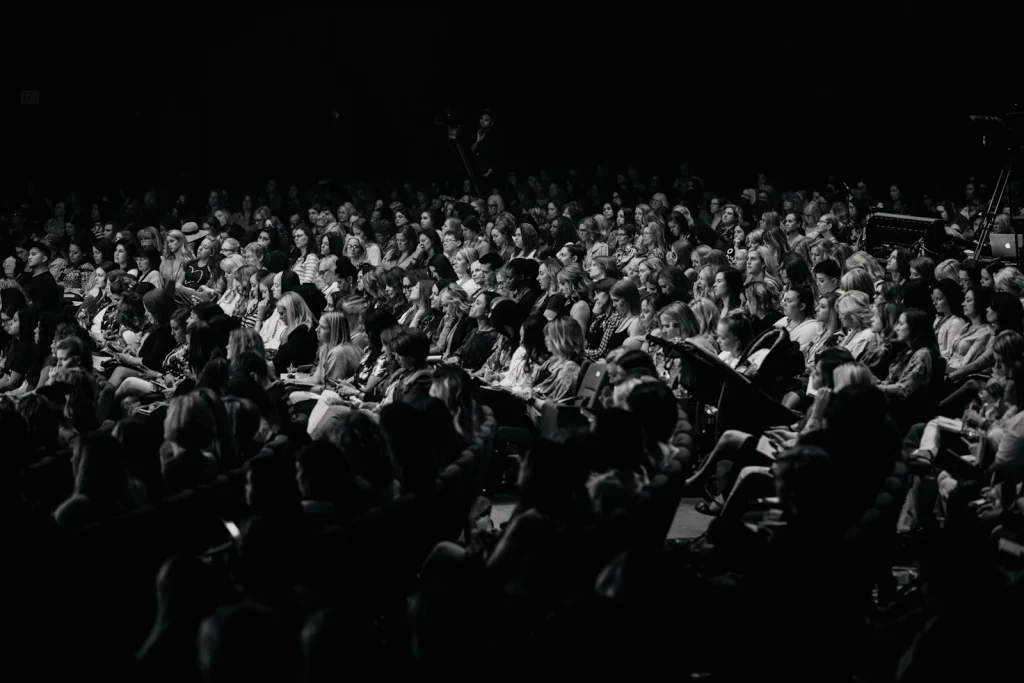 Large crowd at a night event