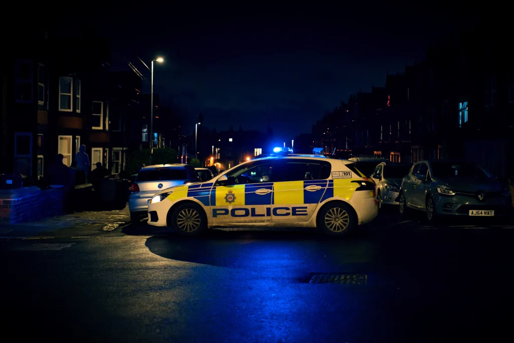 Patrol vehicle on night duty